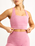 Dream Heather Square Neck Sports Bra - Bloom