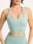Dream Heather Square Neck Sports Bra - Garden Party
