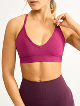Thumbnail 1 of Plunge Seamless Sports Bra - Empire Rose, 1 of 4