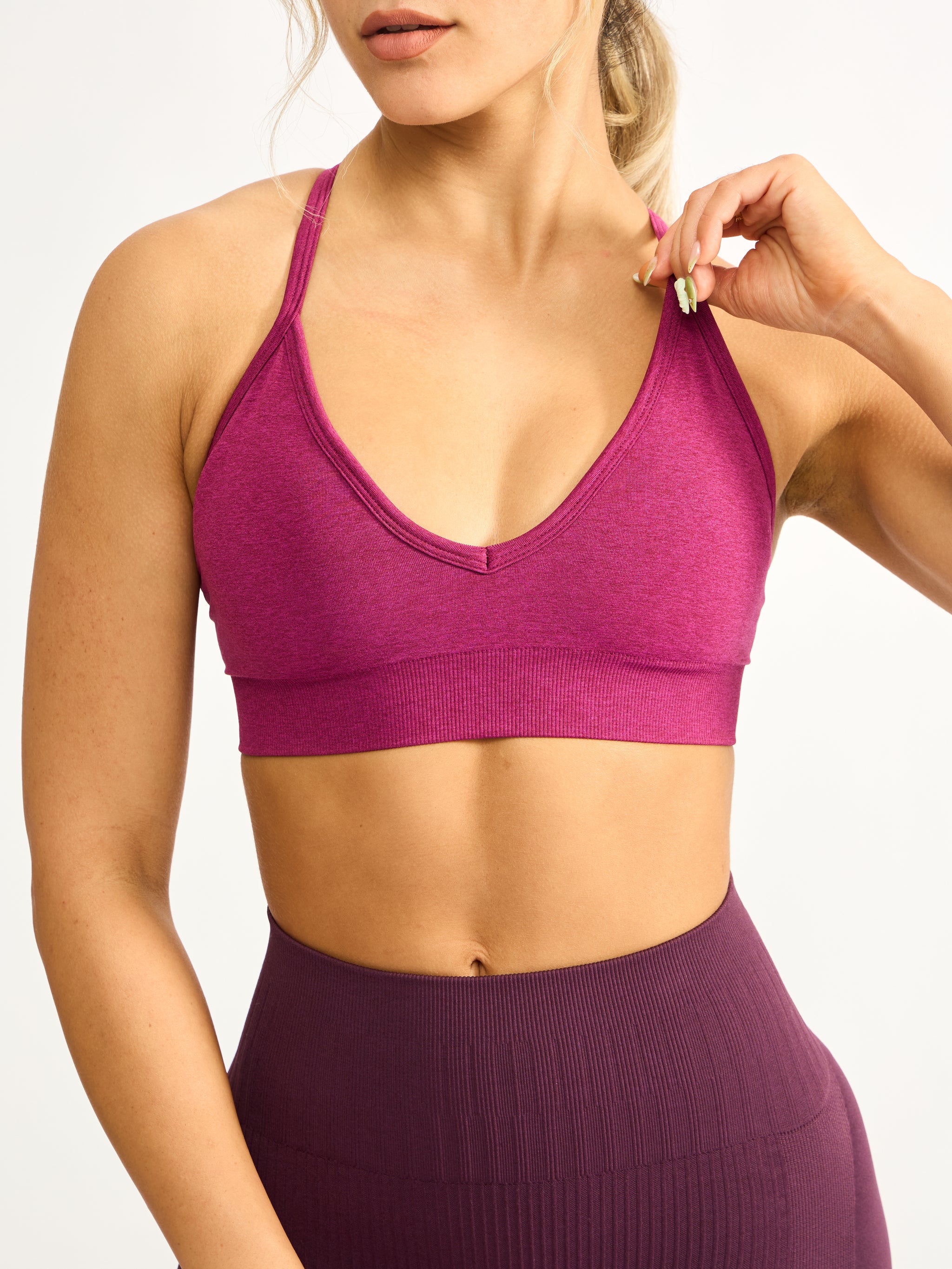 Plunge Seamless Sports Bra - Empire Rose