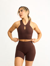 Thumbnail 3 of Sphynx Seamless Sports Bra - Truffle, 3 of 5