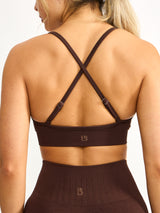 Thumbnail 2 of Plunge Seamless Sports Bra - Truffle, 2 of 5