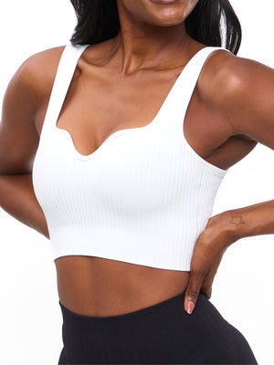 Ribbed Seamless Tank - White