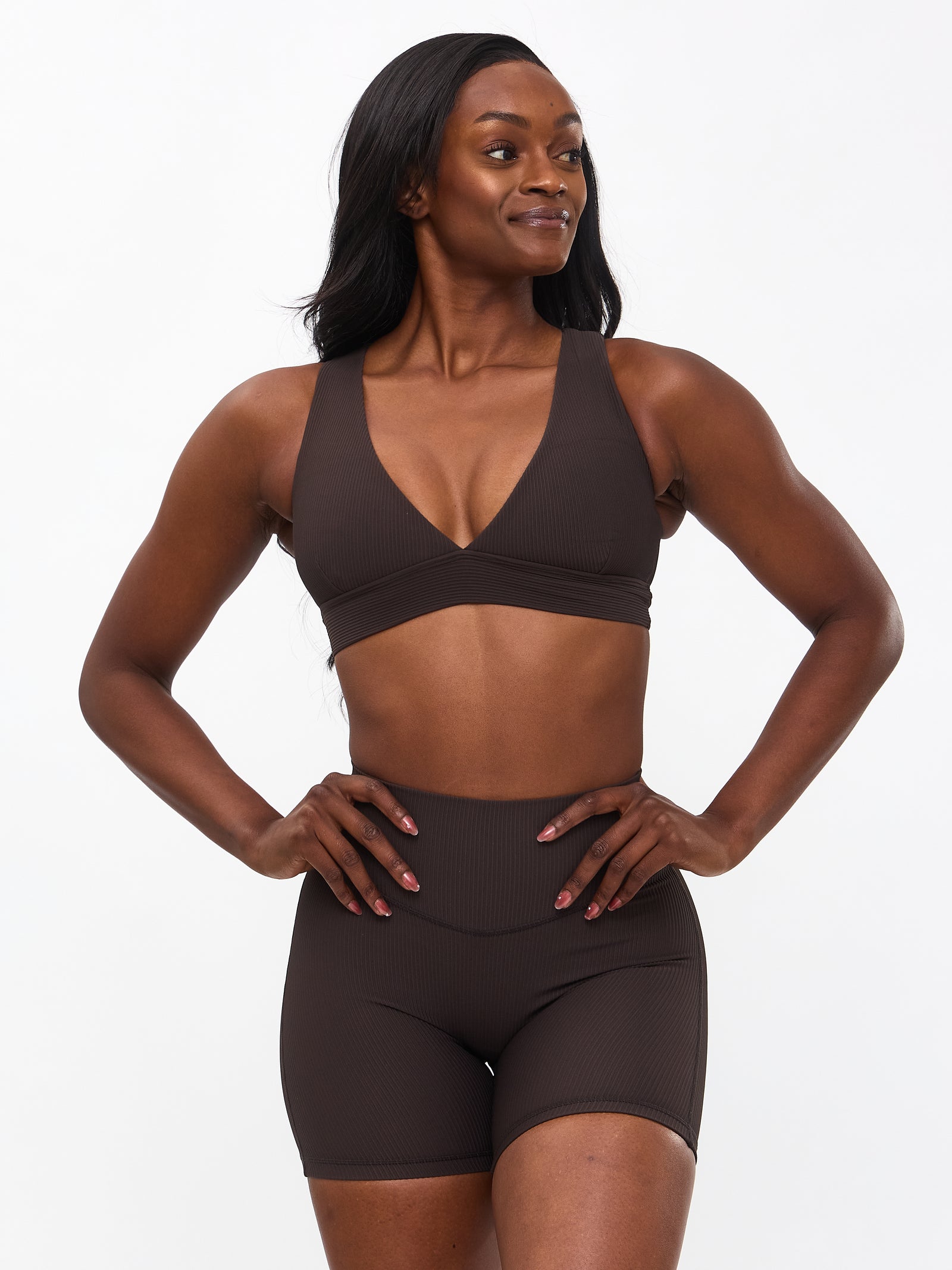 Material Girl Ribbed Short 6" - Cold Brew