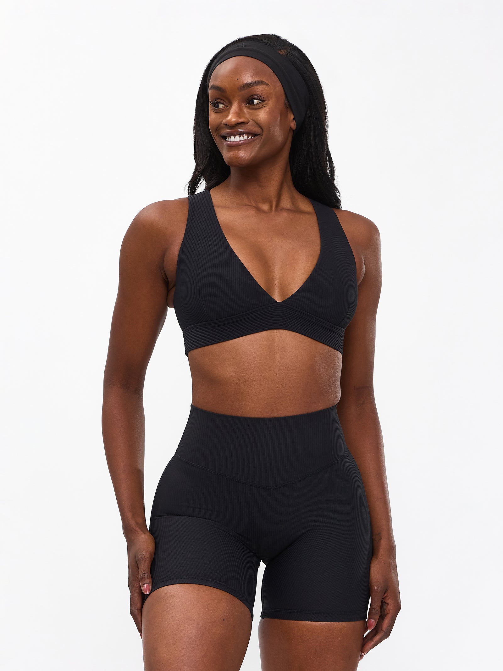 Material Girl Ribbed Short 6" - Onyx Black