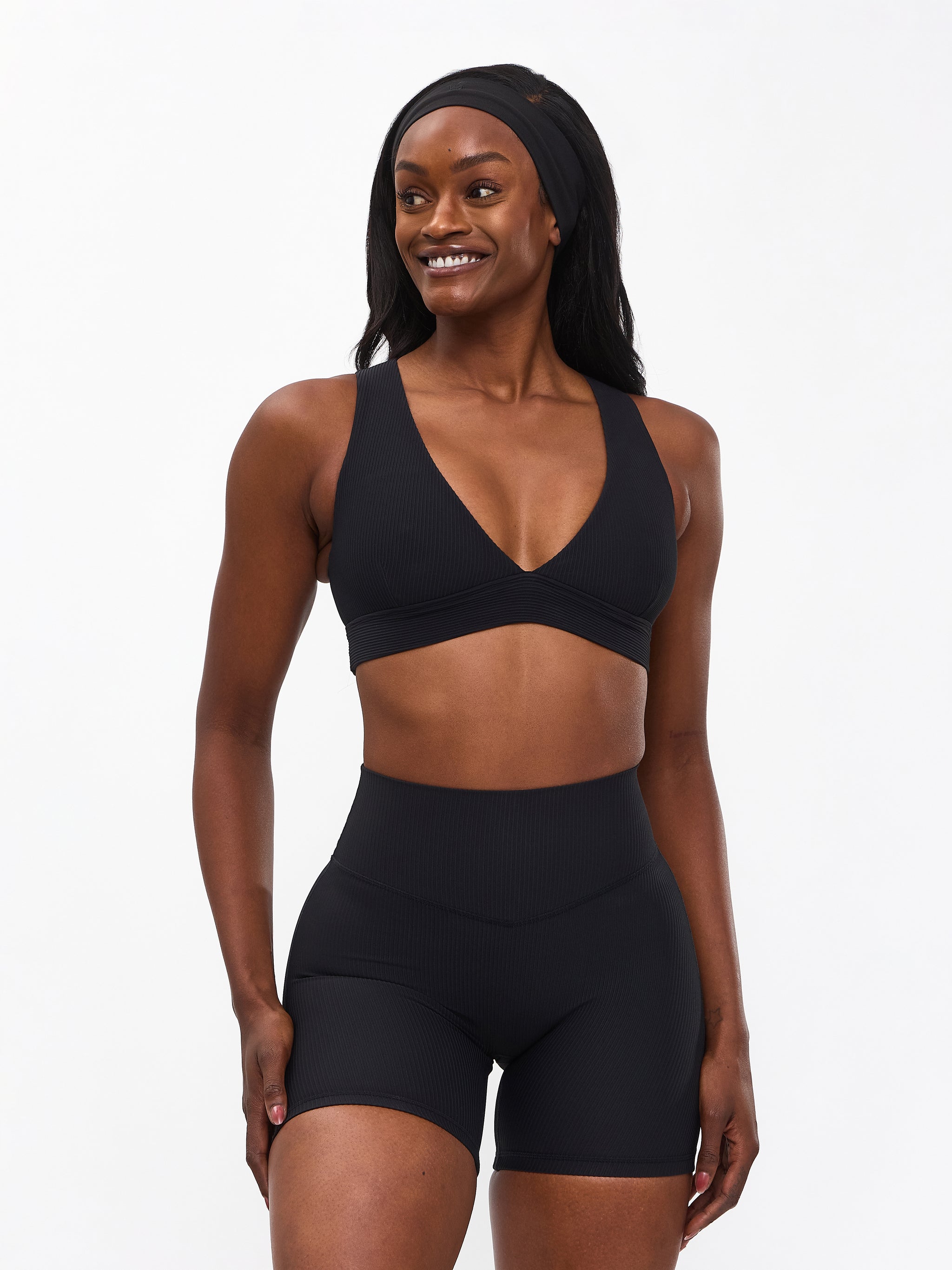 Material Girl Ribbed Short 6" - Onyx Black