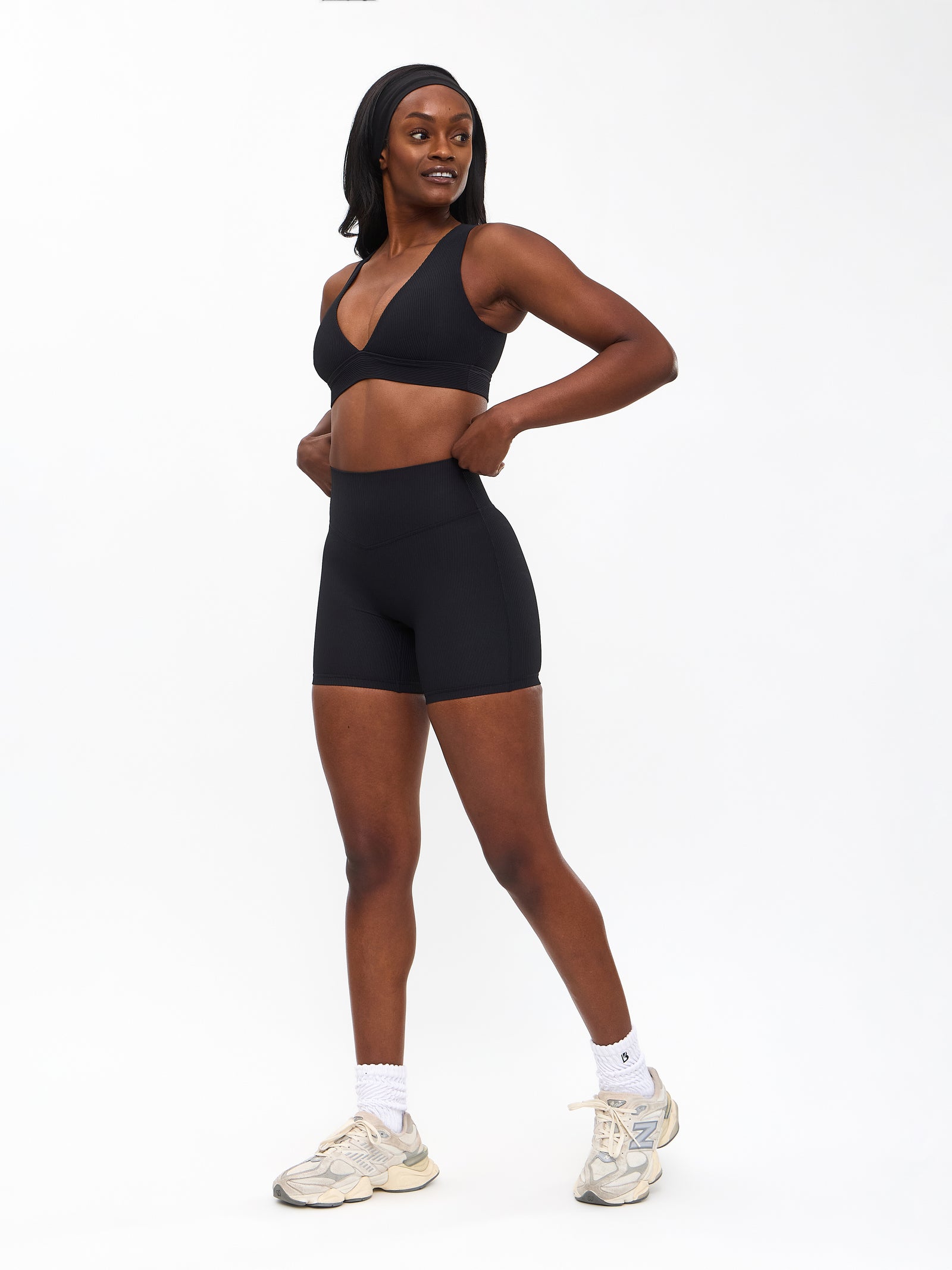 Material Girl Ribbed Short 6" - Onyx Black