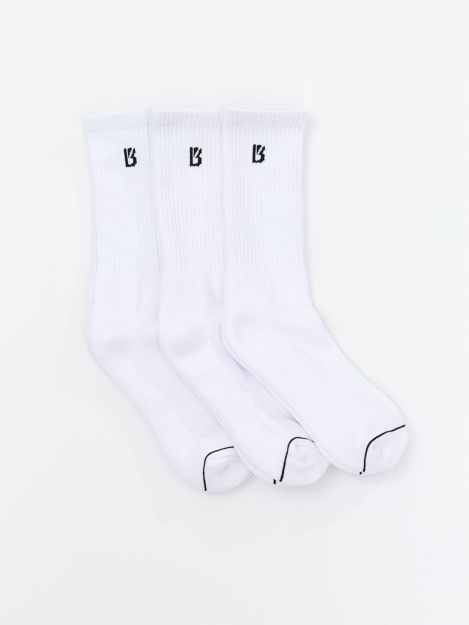 3 Pack Full Crew Socks - White