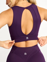 Thumbnail 2 of Airbrush Maraschino Sports Bra - Eggplant Purple, 2 of 6
