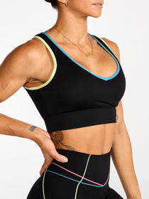 Airbrush Maraschino Sports Bra - Black Multi
