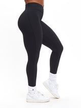 Thumbnail 3 of Ribbed Cross Waist Legging - Onyx Black, 3 of 4
