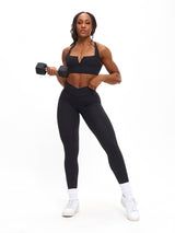 Thumbnail 2 of Ribbed Cross Waist Legging - Onyx Black, 2 of 4