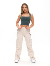 Thumbnail 3 of Curvy Stretch Cargo Pant - Bone, 3 of 9