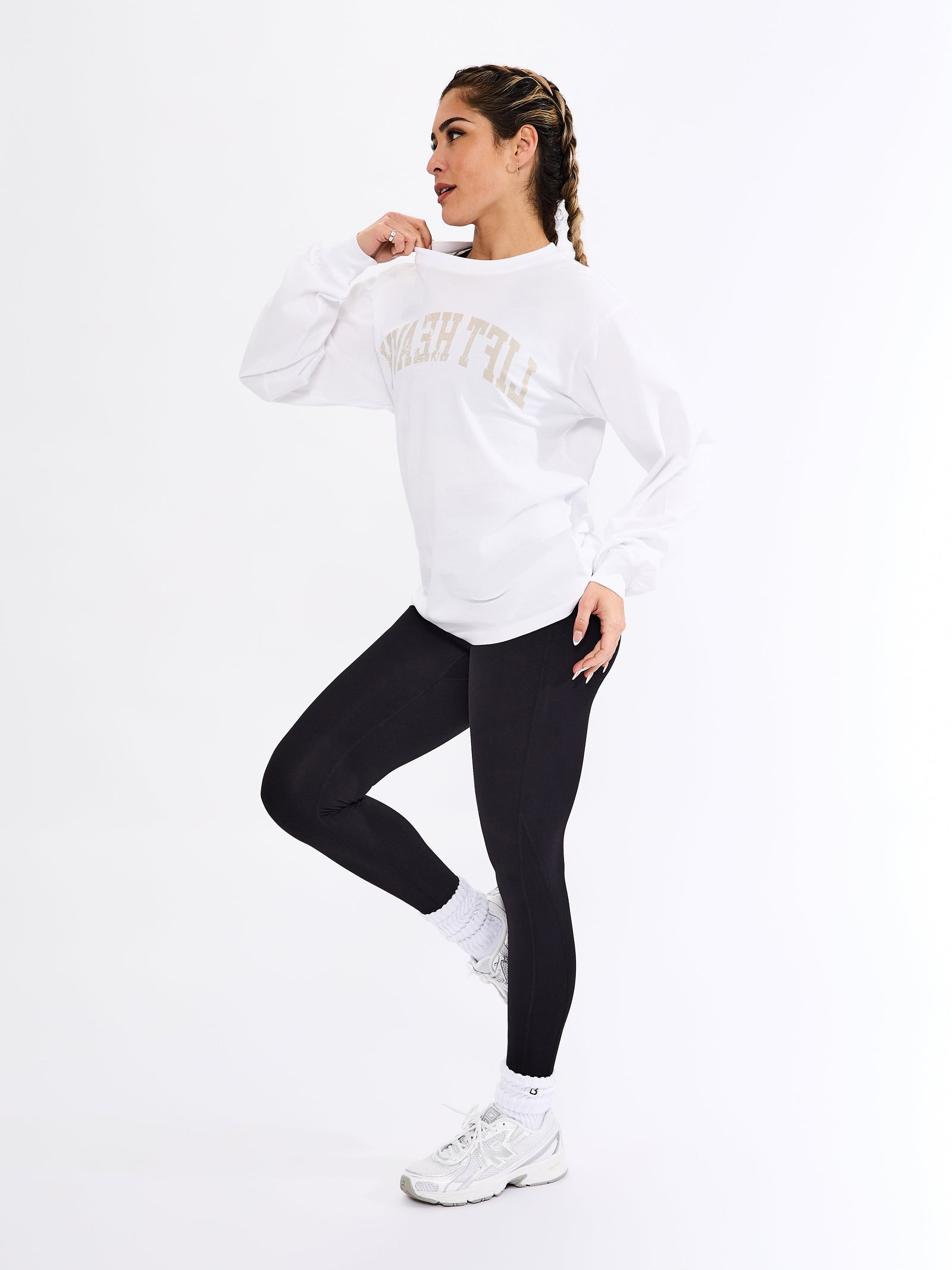 Selfie Long Sleeve Graphic Tee - White