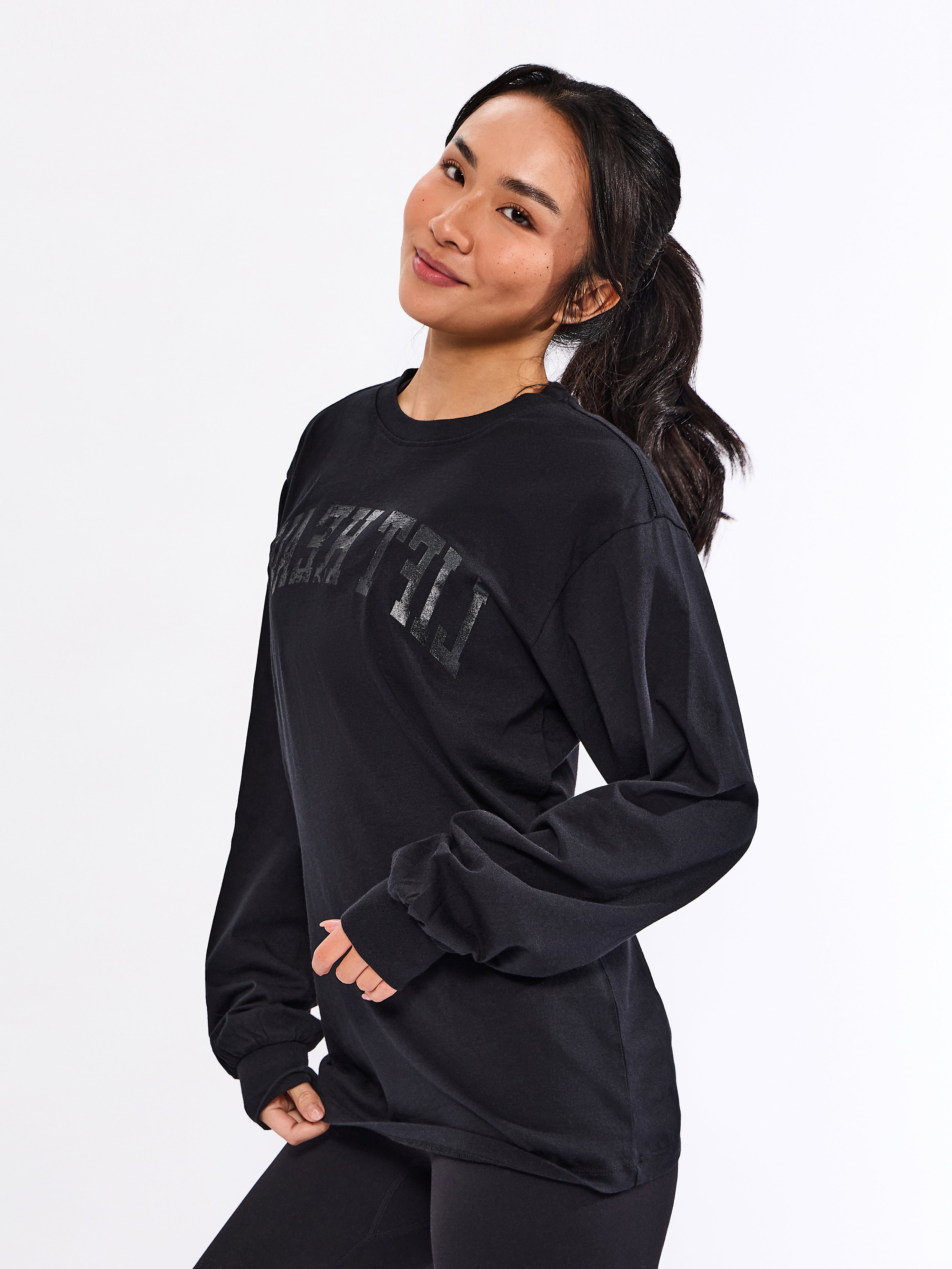 Selfie Long Sleeve Graphic Tee - Black