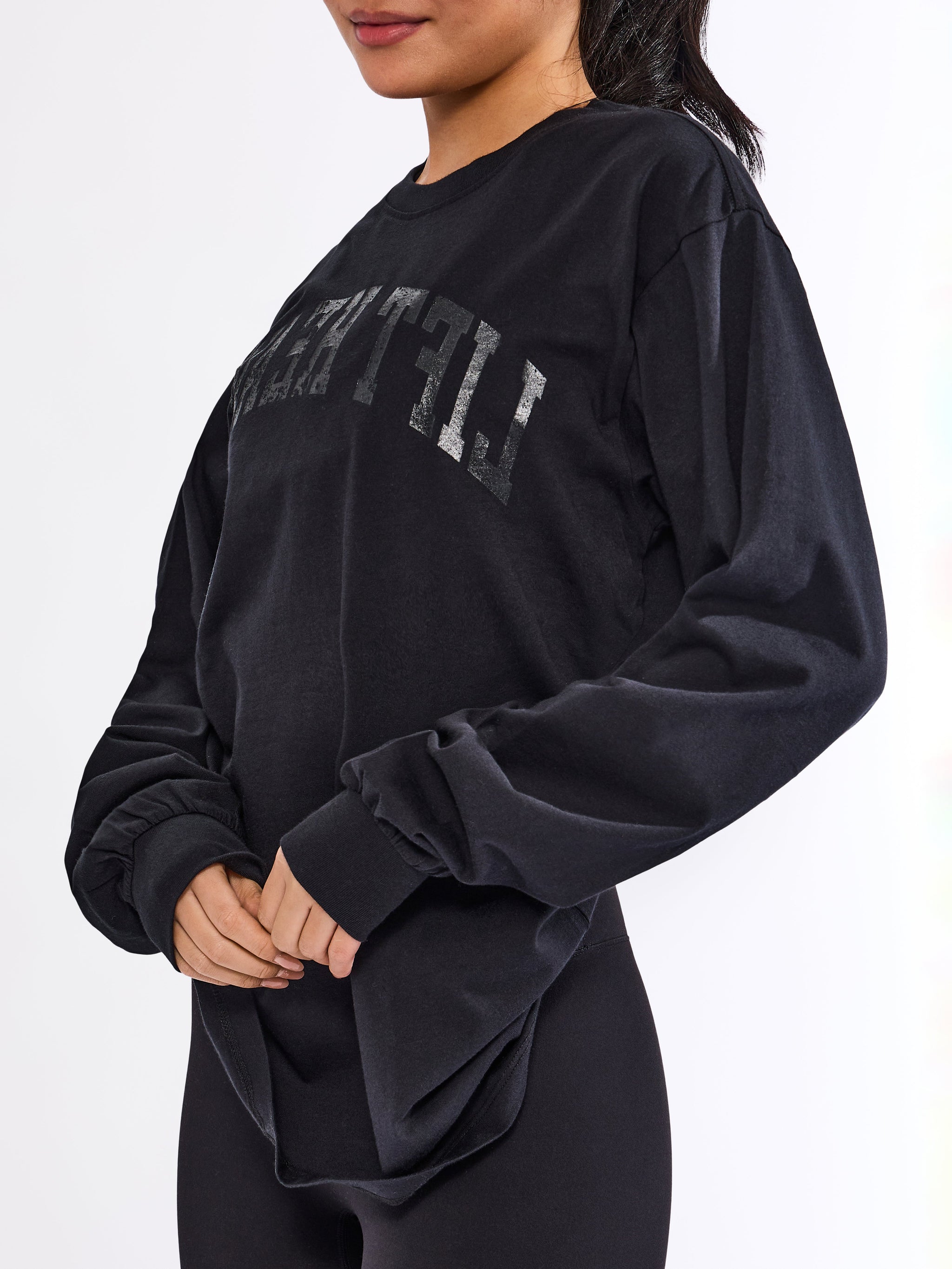 Selfie Long Sleeve Graphic Tee - Black