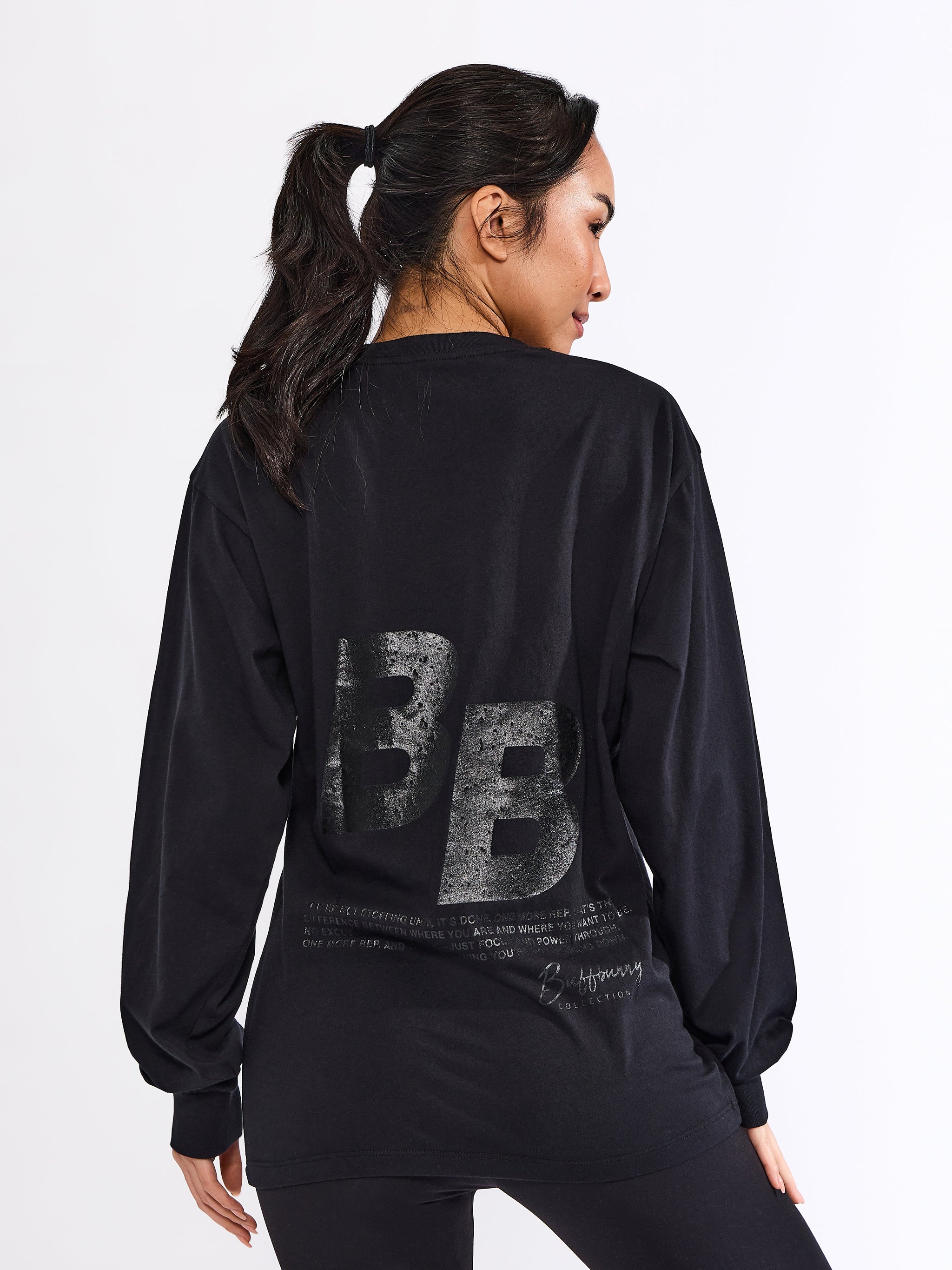 Selfie Long Sleeve Graphic Tee - Black