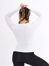 Thumbnail 3 of Halo Long Sleeve Hip Tee - White, 3 of 6