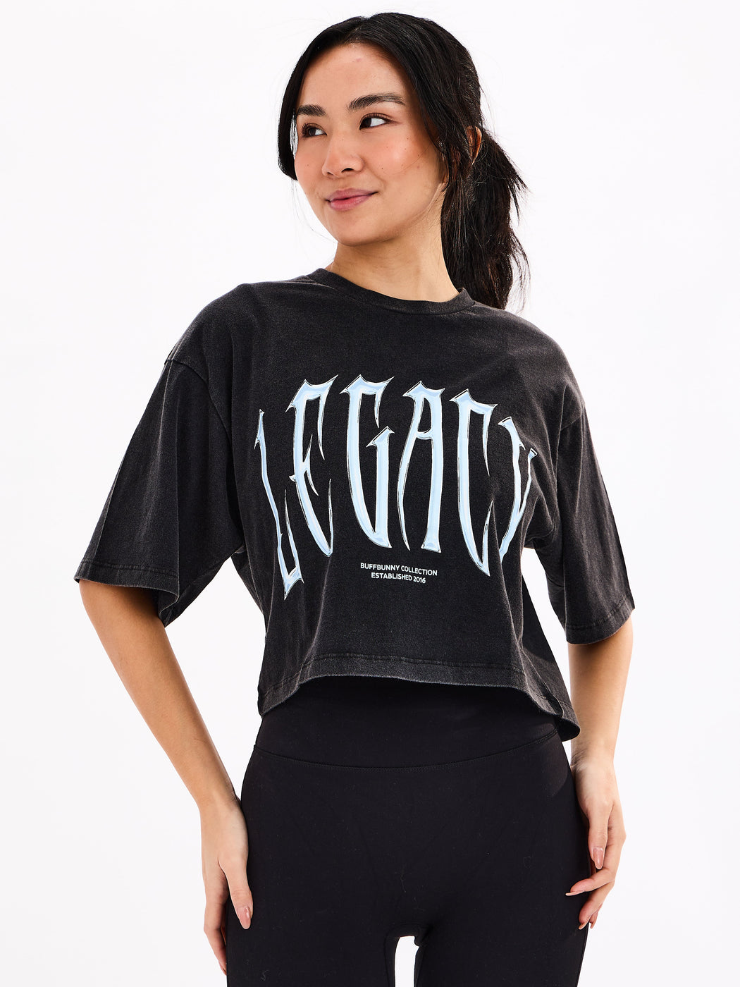 Throw Back Crop Tee - Vintage Black