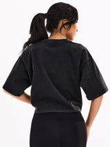 Thumbnail 3 of Throw Back Crop Tee - Vintage Black, 3 of 6