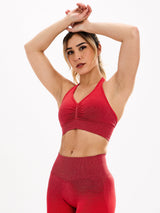 Thumbnail 4 of Halter Seamless Sports Bra - Red Ombre, 4 of 5