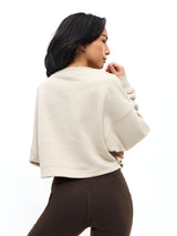 Thumbnail 3 of Moves Fleece Crop Pullover - Bone, 3 of 5