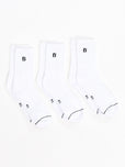 3 Pack Half Crew Socks - White