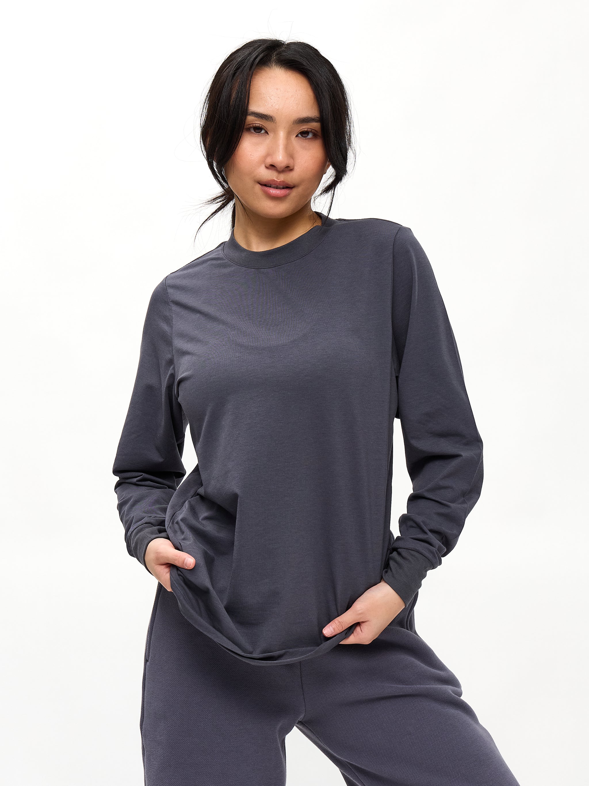 Drape Long Sleeve Tee - Blue Steel