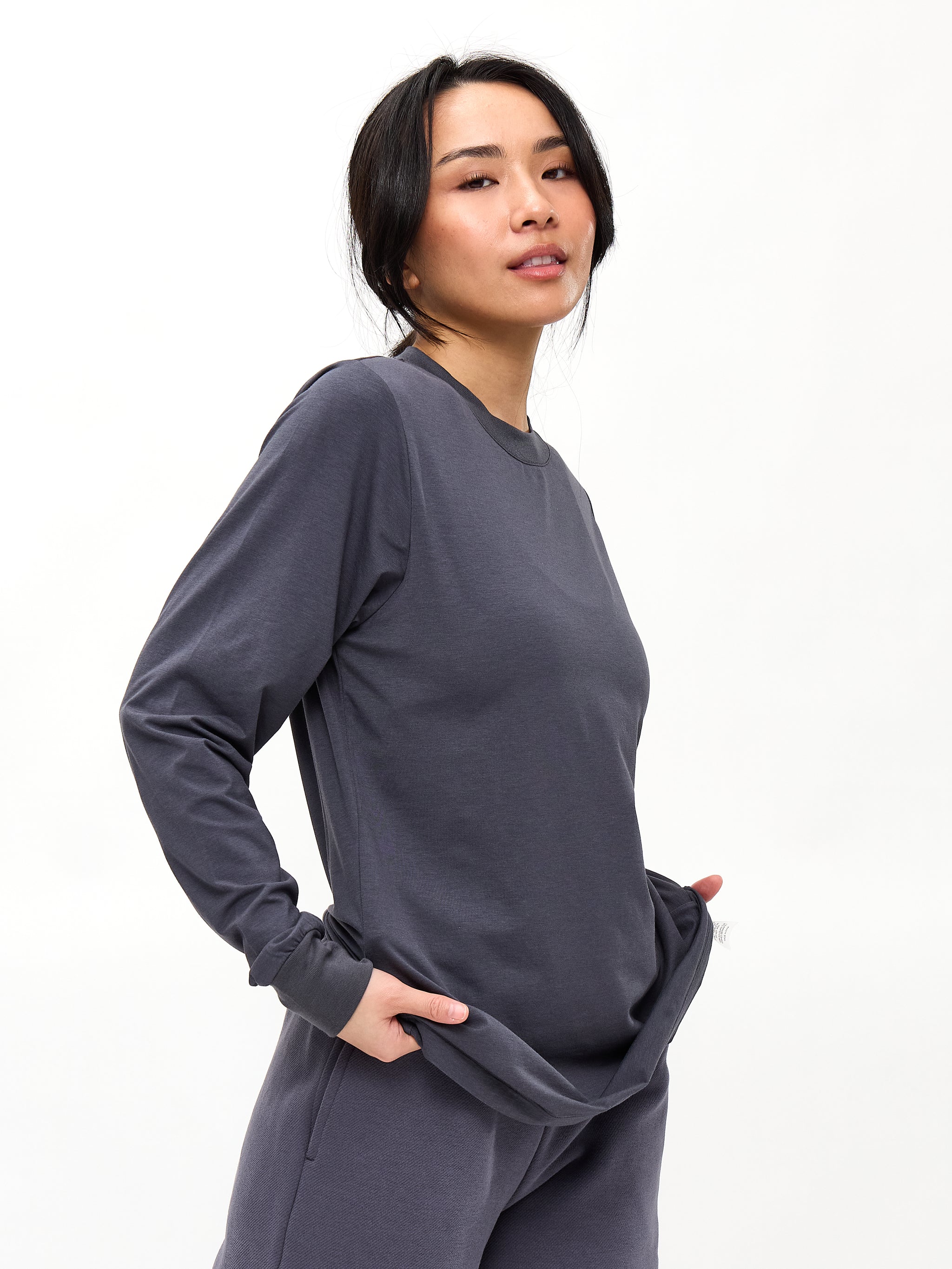 Drape Long Sleeve Tee - Blue Steel