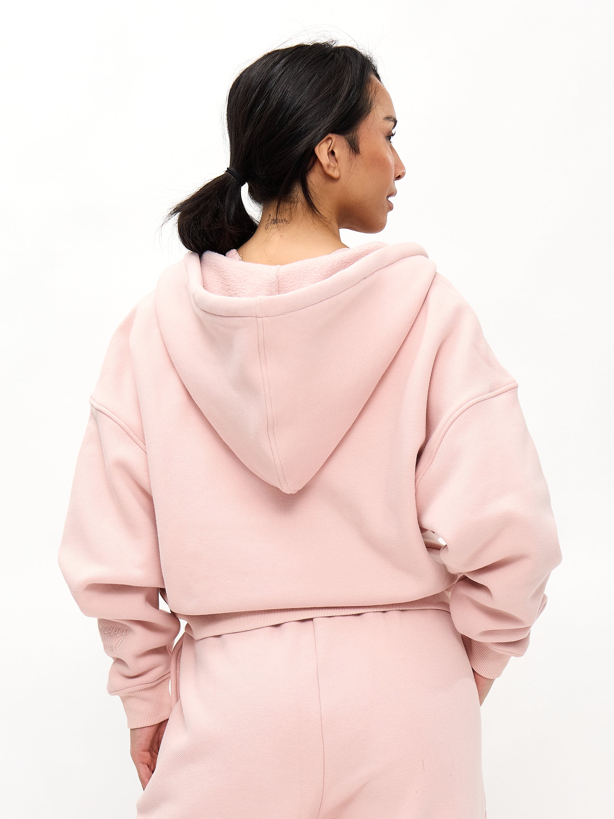 Plush Fleece Zip Hoodie - Strawberry Milk