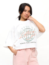 Thumbnail 1 of Lifting Club Crop Tee - White, 1 of 3