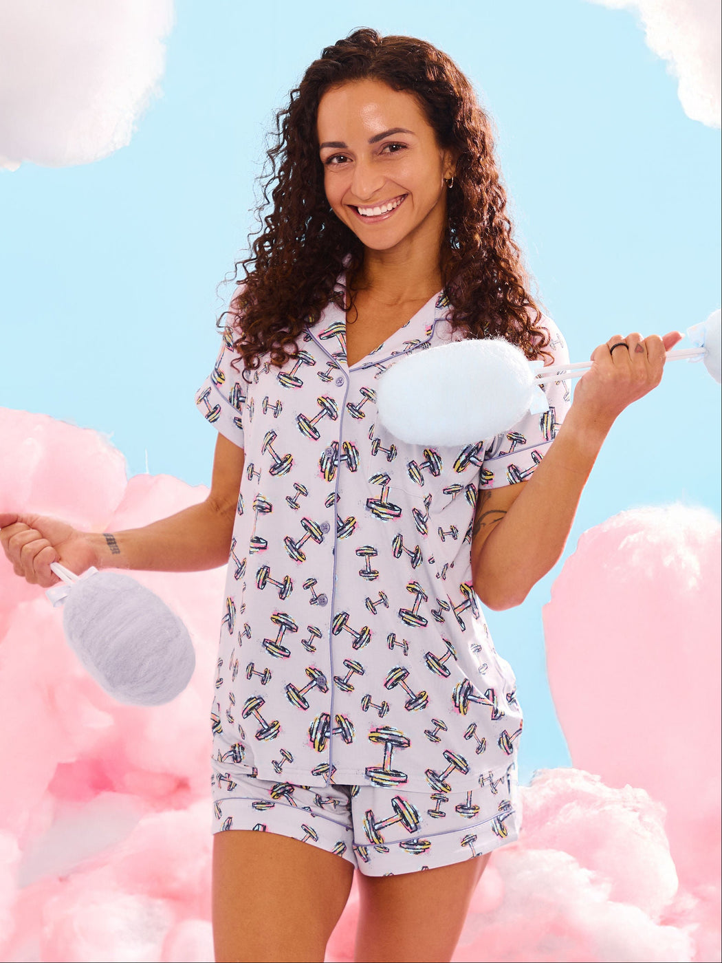 **PREORDER** Pajama Shorts Set - Dumbbell Print