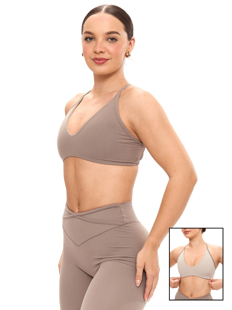 Girlfriend Reversible Sports Bra - Chai Latte and Chamomile