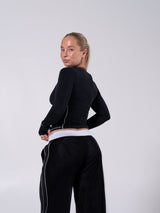 Thumbnail 6 of Halo Long Sleeve Hip Tee - Black and White, 6 of 8