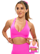Thumbnail 1 of Reversible RacerBack Sports Bra - Hard Candy and Pink Starburst, 1 of 7