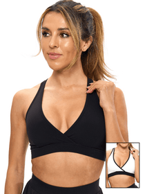 Reversible RacerBack Sports Bra - Onyx Black and White