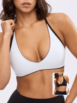 Thumbnail 1 of Girlfriend Reversible Sports Bra - Onyx Black and White, 1 of 11