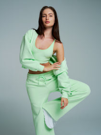 Plush Fleece Zip Hoodie - Honeydew