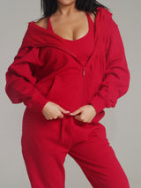 Thumbnail 1 of Threads Zip Hoodie - Lipstick Red, 1 of 6