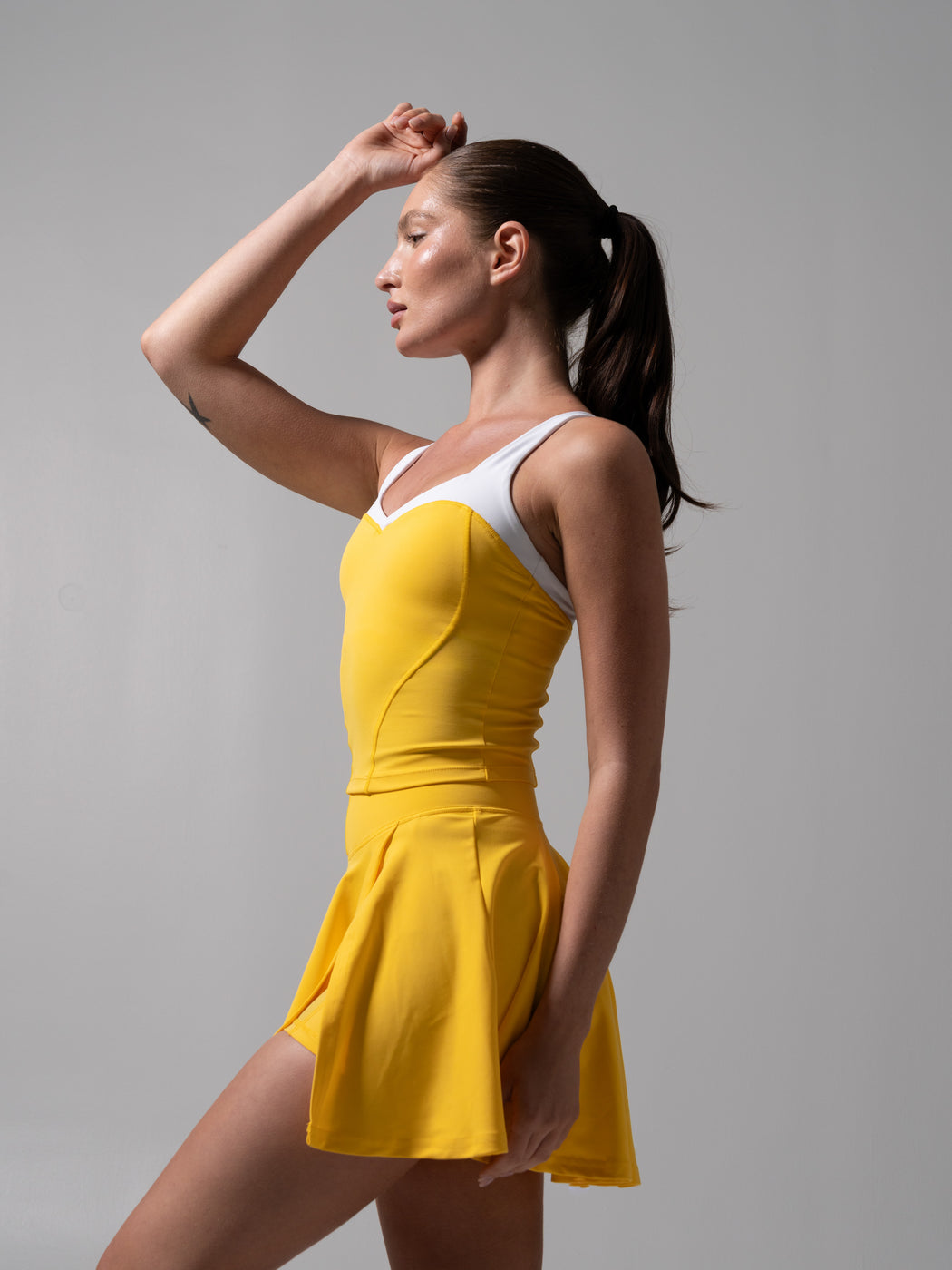 Served Waist Tank - Pineapple and White