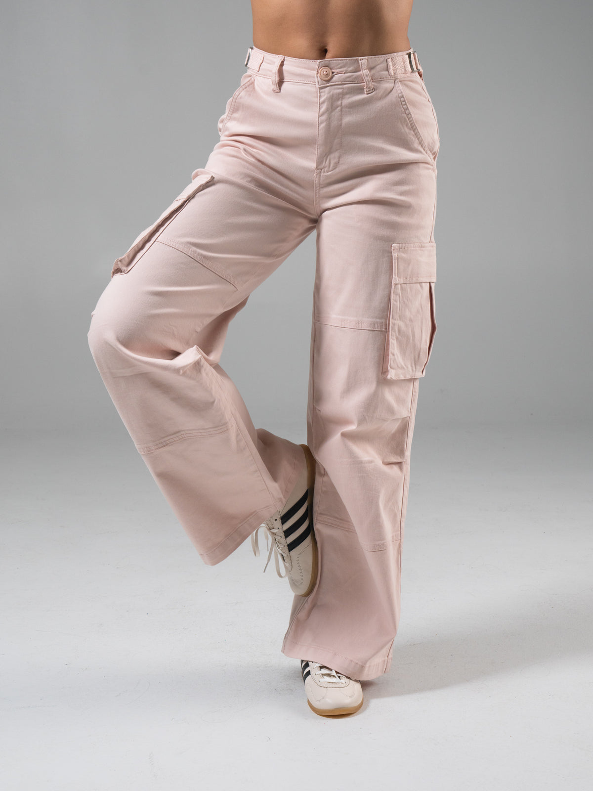Wide Leg Cargo Pant - Strawberry Milk