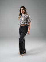 Thumbnail 5 of Cheeky Straight Leg Mid Rise Jeans - Washed Black, 5 of 5