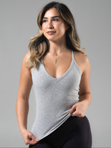 Thumbnail 1 of Brami V Neck Tank - Heather Grey, 1 of 5