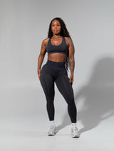 Thumbnail 2 of Shade Seamless Sports Bra - Heather Black and Charcoal, 2 of 5