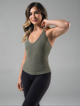 Thumbnail 1 of Brami V Neck Tank - Olive Juice, 1 of 5