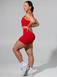 Miracle Seamless Hip Rise Short 4.5" - Heather Lipstick Red