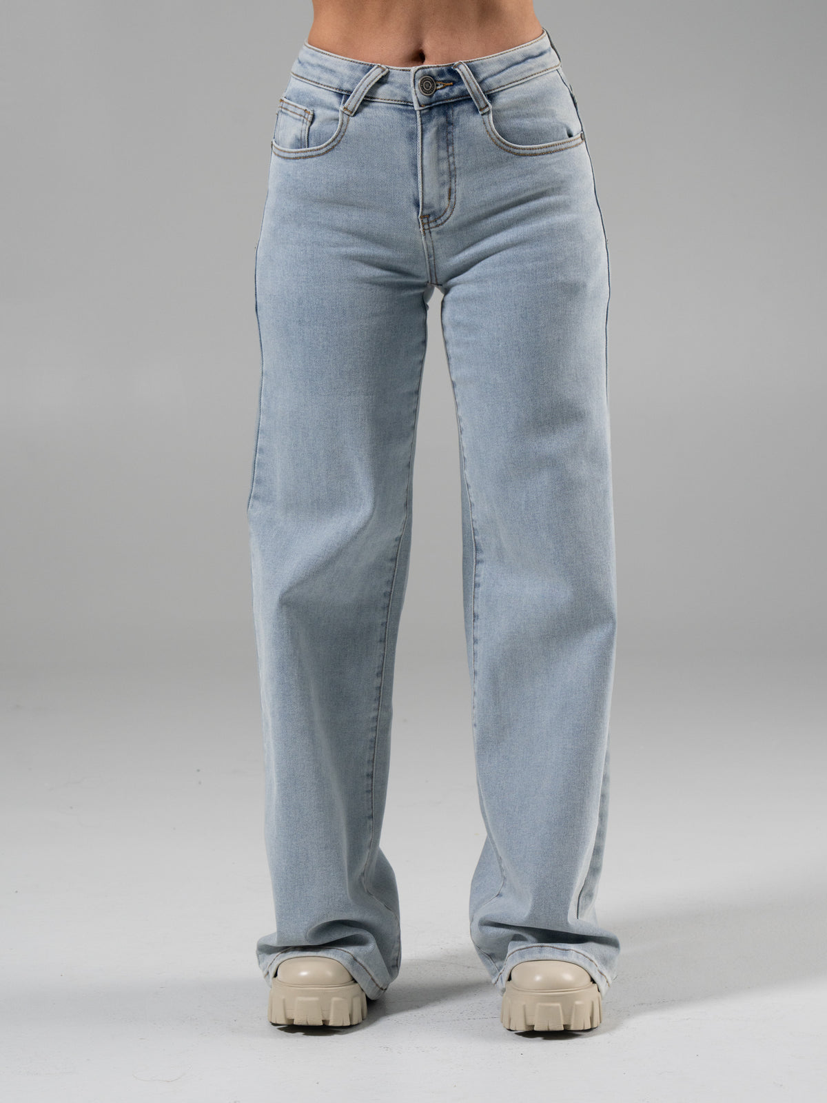 Cheeky Straight Leg Mid Rise Jeans - Light Wash