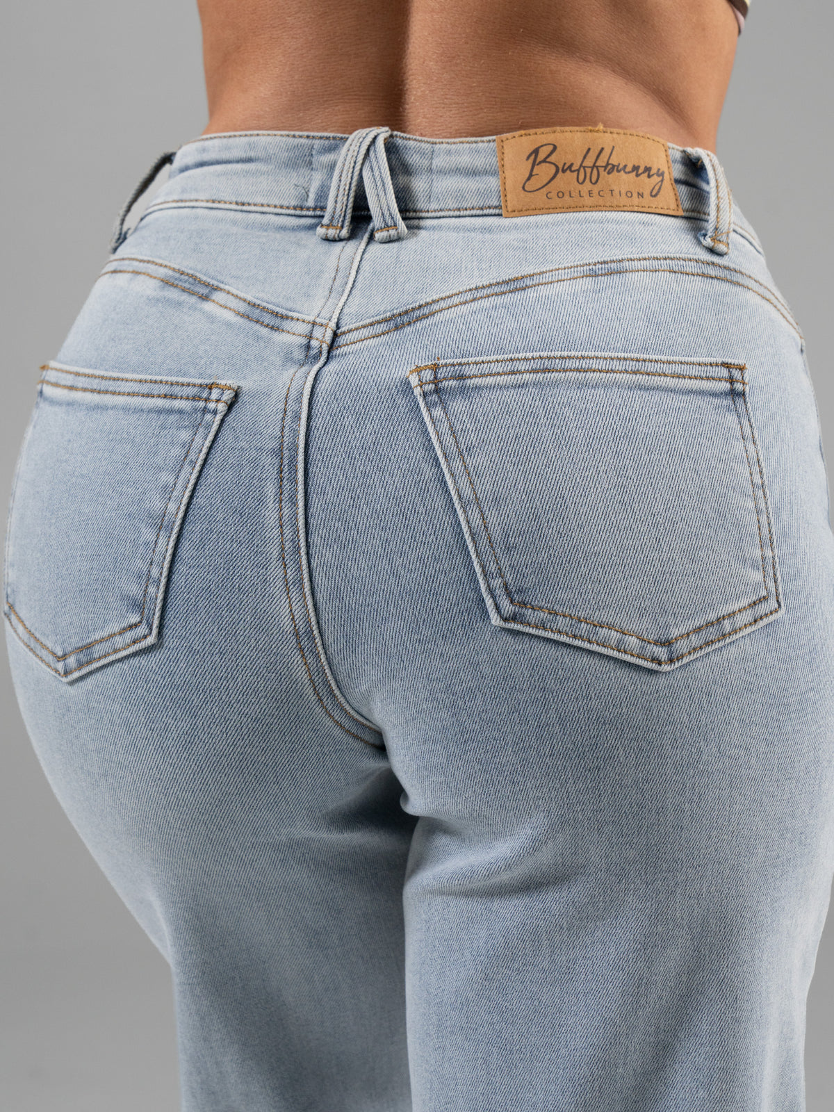 Cheeky Straight Leg Mid Rise Jeans - Light Wash