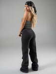 Cheeky Straight Leg Mid Rise Jeans - Washed Black
