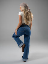 Thumbnail 2 of Cheeky Straight Leg High Rise Jeans - Medium Wash, 2 of 5